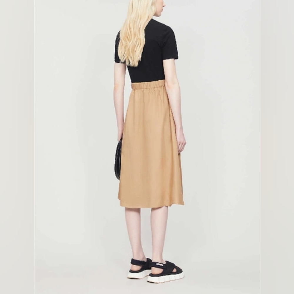 Claudie Pierlot NWT Green Black Bicolore Track Stretch-cotton Midi‎ Dress Size S - Picture 10 of 11